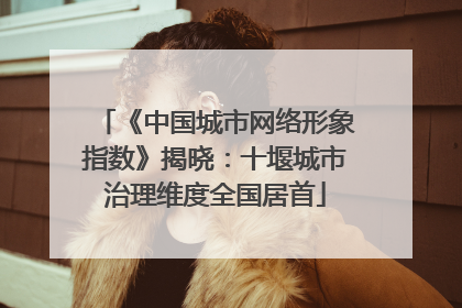 《中国城市网络形象指数》揭晓：十堰城市治理维度全国居首