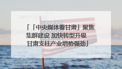 「中央媒体看甘肃」聚焦集群建设 加快转型升级 甘肃支柱产业增势强劲