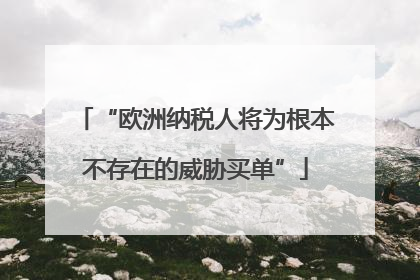 “欧洲纳税人将为根本不存在的威胁买单”