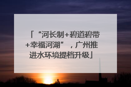 “河长制+碧道碧带+幸福河湖”，广州推进水环境提档升级