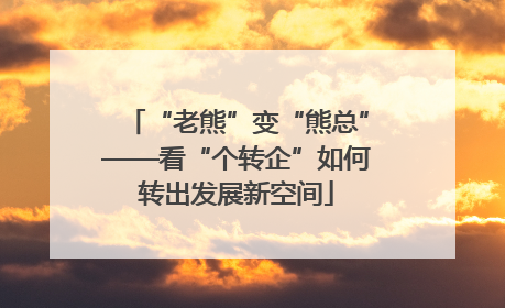 “老熊”变“熊总”——看“个转企”如何转出发展新空间