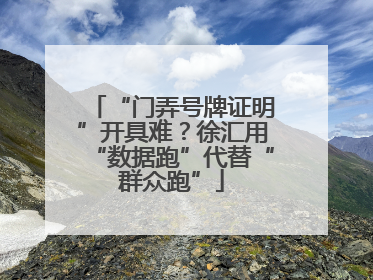 “门弄号牌证明”开具难？徐汇用“数据跑”代替“群众跑”
