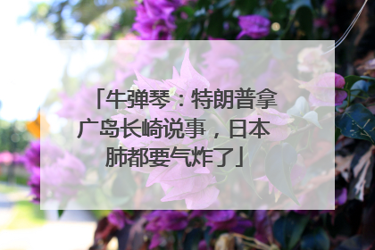 牛弹琴：特朗普拿广岛长崎说事，日本肺都要气炸了