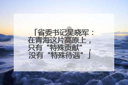 省委书记吴晓军：在青海这片高原上，只有“特殊贡献”，没有“特殊待遇”