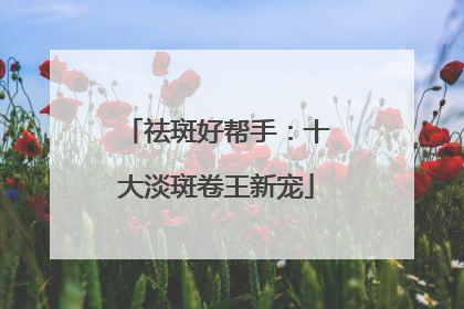 祛斑好帮手：十大淡斑卷王新宠