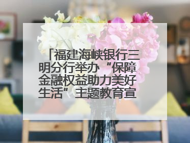 福建海峡银行三明分行举办“保障金融权益助力美好生活”主题教育宣传活动