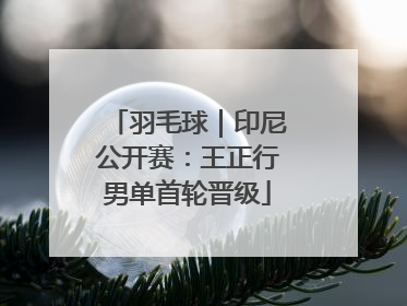 羽毛球｜印尼公开赛：王正行男单首轮晋级
