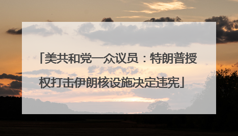 美共和党一众议员：特朗普授权打击伊朗核设施决定违宪