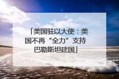 美国驻以大使：美国不再“全力”支持巴勒斯坦建国