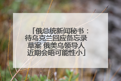 俄总统新闻秘书：待乌克兰回应备忘录草案 俄美乌领导人近期会晤可能性小
