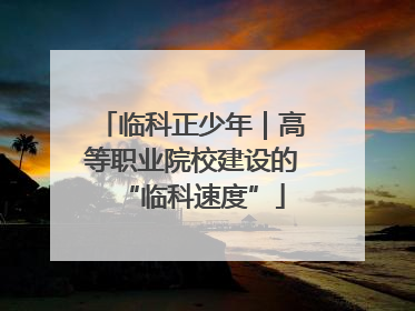 临科正少年｜高等职业院校建设的“临科速度”