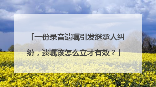 一份录音遗嘱引发继承人纠纷，遗嘱该怎么立才有效？