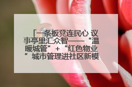 一条板凳连民心 议事亭里汇众智——“温暖城管”+“红色物业”城市管理进社区新模式绘就城市管理社区治理新画卷