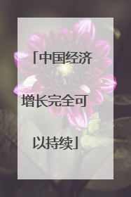 中国经济增长完全可以持续