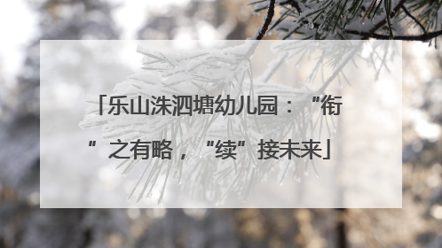 乐山洙泗塘幼儿园：“衔”之有略，“续”接未来
