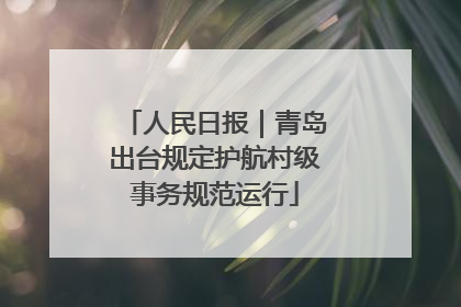 人民日报｜青岛出台规定护航村级事务规范运行