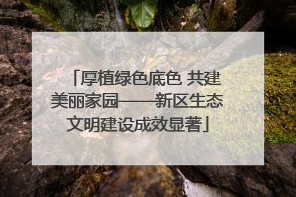 厚植绿色底色 共建美丽家园——新区生态文明建设成效显著