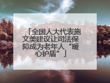 全国人大代表施文美建议让司法保障成为老年人“暖心护盾”