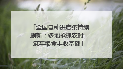 全国夏种进度条持续刷新：多地抢抓农时 筑牢粮食丰收基础