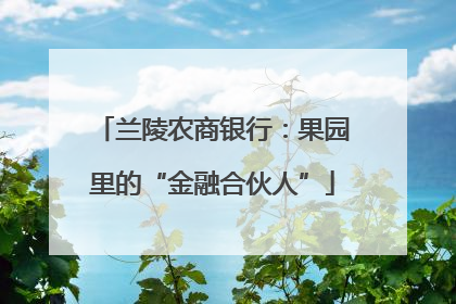 兰陵农商银行：果园里的“金融合伙人”