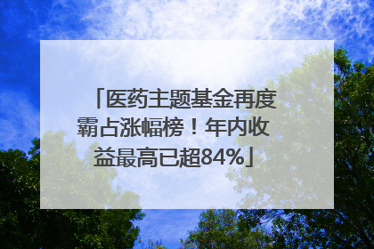 医药主题基金再度霸占涨幅榜！年内收益最高已超84%