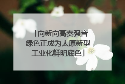 向新向高奏强音 绿色正成为太原新型工业化鲜明底色