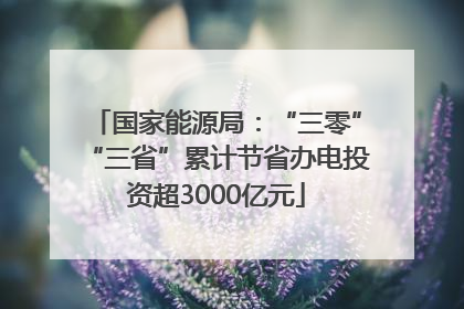 国家能源局：“三零”“三省”累计节省办电投资超3000亿元