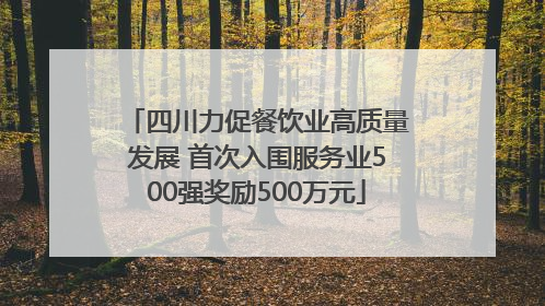 四川力促餐饮业高质量发展 首次入围服务业500强奖励500万元
