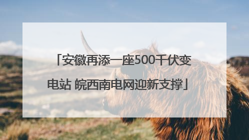 安徽再添一座500千伏变电站 皖西南电网迎新支撑