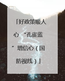好政策暖人心 “孔雀蓝”增信心（国防视线）