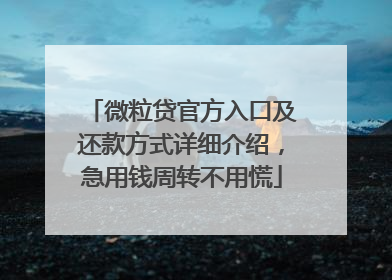 微粒贷官方入口及还款方式详细介绍，急用钱周转不用慌