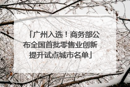 广州入选！商务部公布全国首批零售业创新提升试点城市名单