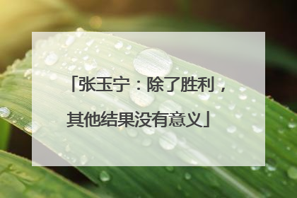 张玉宁：除了胜利，其他结果没有意义