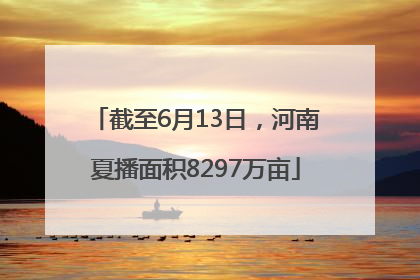 截至6月13日，河南夏播面积8297万亩