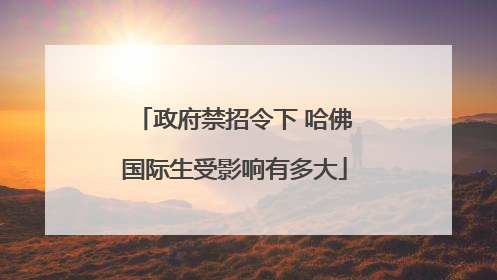 政府禁招令下 哈佛国际生受影响有多大