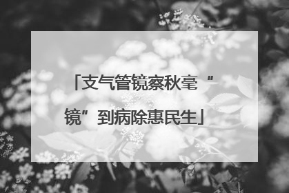 支气管镜察秋毫“镜”到病除惠民生