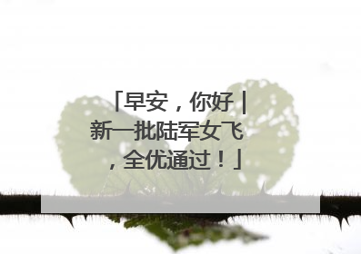 早安，你好｜新一批陆军女飞，全优通过！