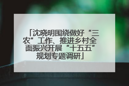 沈晓明围绕做好“三农”工作、推进乡村全面振兴开展“十五五”规划专题调研