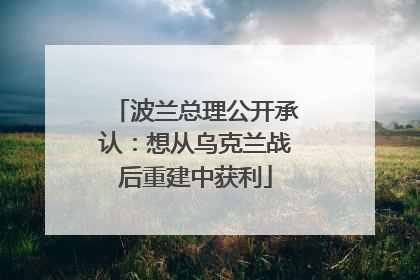 波兰总理公开承认：想从乌克兰战后重建中获利