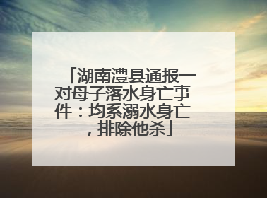 湖南澧县通报一对母子落水身亡事件：均系溺水身亡，排除他杀