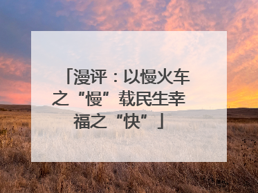 漫评：以慢火车之“慢”载民生幸福之“快”