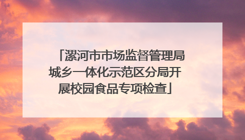漯河市市场监督管理局城乡一体化示范区分局开展校园食品专项检查