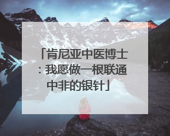 肯尼亚中医博士：我愿做一根联通中非的银针
