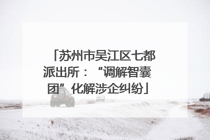 苏州市吴江区七都派出所：“调解智囊团”化解涉企纠纷