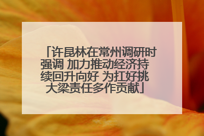 许昆林在常州调研时强调 加力推动经济持续回升向好 为扛好挑大梁责任多作贡献
