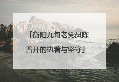 衡阳九旬老党员陈普开的执着与坚守