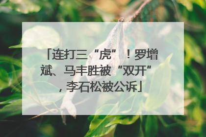 连打三“虎”！罗增斌、马丰胜被“双开”，李石松被公诉