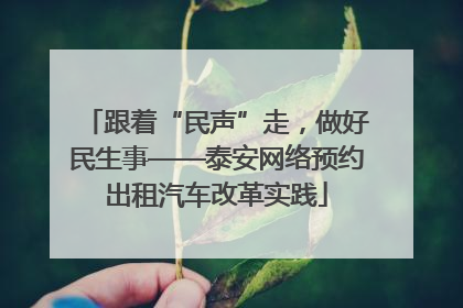 跟着“民声”走，做好民生事——泰安网络预约出租汽车改革实践