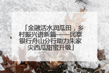 金融活水润瓜田，乡村振兴谱新篇——民泰银行舟山分行助力朱家尖西瓜甜蜜升级