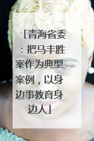 青海省委：把马丰胜案作为典型案例，以身边事教育身边人
